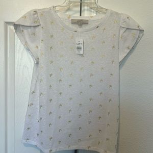 Loft NEW White with Gold Palmtrees Tshirt